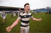 17 March 2017; Hugh O'Sullivan of Belvedere College celebrates following the Bank of Ireland Leinster Schools Senior Cup Final match between Belvedere College and Blackrock College at RDS Arena in Dublin. Photo by Stephen McCarthy/Sportsfile