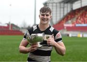 17 March 2017; Paul Buckley of PBC celebrates with the cup after the Clayton Hotels Munster Schools Senior Cup Final match between Glenstal Abbey and Presentation Brothers Cork at Thomond Park in Limerick. Photo by Diarmuid Greene/Sportsfile