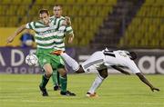 25 August 2011; Stephen Rice, Shamrock Rovers, in action against Medo Camara, FK Partizan Belgrade. UEFA Europa League Play-off Round Second Leg, Shamrock Rovers v FK Partizan Belgrade, FK Partizan Stadium, Belgrade, Serbia. Picture credit: Srdjan Stevanovic / SPORTSFILE