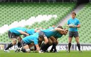 26 August 2011; Ireland's Eoin Reddan prepares to put the ball in during scrum practice at the Squad Captain's run ahead of their Rugby World Cup warm-up game against England on Saturday. Aviva Stadium, Lansdowne Road, Dublin. Picture credit: Conor O Beolain / SPORTSFILE