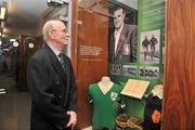 26 August 2011; The FAI unveiled a commemorative display in honour of former international Tommy Eglington at the FAI Headquarters. At the unveiling is Anthony Eglington, brother of former Tommy Eglington, FAI Headquarters, Abbotstown, Dublin. Picture credit: David Maher / SPORTSFILE