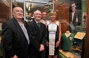 26 August 2011; The FAI unveiled a commemorative display in honour of former international Tommy Eglington at the FAI Headquarters. At the unveiling family members left to right, Anto Eglington, son, Anthony Eglington, brother, Ben Eglington, son, and Paula Eglington, daughter, FAI Headquarters, Abbotstown, Dublin. Picture credit: David Maher / SPORTSFILE