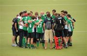 26 August 2011; The Ireland team gather together in a huddle after victory over Russia. Ireland v Russia - GANT EuroHockey Nations Men's Championships 2011. Warsteiner HockeyPark, Mönchengladbach, Germany. Picture credit: Diarmuid Greene / SPORTSFILE