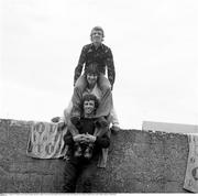 10 August 1977; Shamrock Rovers player/manager John Giles, with Ray Treacy, and Eamon Dunphy. Shamrock Rovers photo-call, Glenmalure Park, Milltown, Dublin. Picture credit: Connolly Collection / SPORTSFILE