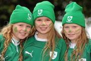 27 August 2011; Ireland supporters and sisters, from left, Elle, Polly and Becky Peters from Kilkenny before the game. Rugby World Cup Warm-up Game, Ireland v England, Aviva Stadium, Lansdowne Road, Dublin. Picture credit: Pat Murphy / SPORTSFILE