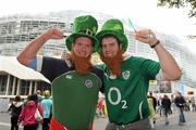 27 August 2011; Ireland supporters Alan Lane and Richard Murphy, right, from Cork, before the game. Rugby World Cup Warm-up Game, Ireland v England, Aviva Stadium, Lansdowne Road, Dublin. Picture credit: Pat Murphy / SPORTSFILE
