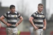 17 March 2017; Billy Scannell, left, and Brian O'Connor of PBC during the Clayton Hotels Munster Schools Senior Cup Final match between Glenstal Abbey and Presentation Brothers Cork at Thomond Park in Limerick. Photo by Diarmuid Greene/Sportsfile