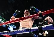 17 March 2017; Alex Saucedo celebrates after defeating Johnny Garcia in their super lightweight bout at The Theater in Madison Square Garden in New York, USA. Photo by Ramsey Cardy/Sportsfile