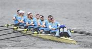 18 March 2017; The UCD team, from left, Sam Bolger, bow, Shane O'Connell, Tiarnan Doherty, Max Murphy, Shane Mulvaney, Andrew Gleeson, Eóin Gleeson, David O'Malley, stroke, and Orlagh Reid, Cox, during the 2017 Colours Boat Race between UCD and Trinity. River Liffey, Dublin Photo by Eóin Noonan/Sportsfile