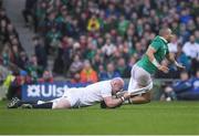 18 March 2017; Simon Zebo of Ireland is tackled by Dan Cole of England during the RBS Six Nations Rugby Championship match between Ireland and England at the Aviva Stadium in Lansdowne Road, Dublin. Photo by Brendan Moran/Sportsfile