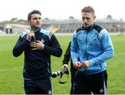 18 March 2017; Bernard Brogan, left, and Eoghan O'Gara of Dublin walk the pitch before the Allianz Football League Division 1 Round 5 match between Kerry and Dublin at Austin Stack Park in Tralee, Co Kerry. Photo by Diarmuid Greene/Sportsfile
