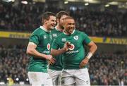 18 March 2017; Jonathan Sexton, left, and Simon Zebo of Ireland celebrate after the RBS Six Nations Rugby Championship match between Ireland and England at the Aviva Stadium in Lansdowne Road, Dublin. Photo by Brendan Moran/Sportsfile