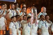 18 March 2017; England captain Dylan Hartley lifts the RBS Six Nations Championship trophy after the RBS Six Nations Rugby Championship match between Ireland and England at the Aviva Stadium in Lansdowne Road, Dublin. Photo by Brendan Moran/Sportsfile