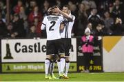 18 March 2017; Ciaran Kilduff of Dundalk celebrates with teammate Sean Gannon after scoring his side's first goal during the SSE Airtricity League Premier Division match between Dundalk and St Patrick's Athletic at Oriel Park in Dundalk, Co Louth. Photo by Eóin Noonan/Sportsfile