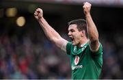 18 March 2017; Jonathan Sexton of Ireland celebrates a try by Iain Henderson during the RBS Six Nations Rugby Championship match between Ireland and England at the Aviva Stadium in Lansdowne Road, Dublin. Photo by Brendan Moran/Sportsfile