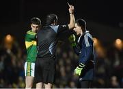 18 March 2017; Paul Geaney of Kerry and Stephen Cluxton of Dublin are each shown a yellow card by referee Sean Hurston during the Allianz Football League Division 1 Round 5 match between Kerry and Dublin at Austin Stack Park in Tralee, Co Kerry. Photo by Diarmuid Greene/Sportsfile