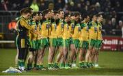 18 March 2017; The Donegal team standing for the National Anthem before the Allianz Football League Division 1 Round 5 match between Donegal and Tyrone at MacCumhaill Park in Ballybofey, Co Donegal. Photo by Oliver McVeigh/Sportsfile