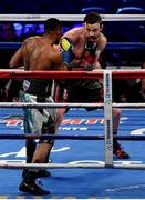 18 March 2017; Andy Lee in action against KeAndrae Leatherwood during their middleweight bout at Madison Square Garden in New York, USA. Photo by Ramsey Cardy/Sportsfile