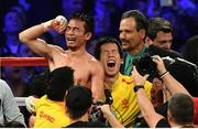18 March 2017; Srisaket Sor Rungvisai celebrates after defeating Roman Gonzalez in their WBC Super Flyweight World Championship bout at Madison Square Garden in New York, USA. Photo by Ramsey Cardy/Sportsfile