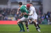 18 March 2017; Jonathan Sexton of Ireland is tackled by James Haskell of England during the RBS Six Nations Rugby Championship match between Ireland and England at the Aviva Stadium in Lansdowne Road, Dublin. Photo by Brendan Moran/Sportsfile