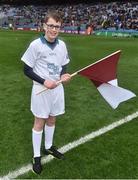 17 March 2017; AIB flagbearer Johnnie Bradley, age 11, who won an AIB flag bearer competition to wave on Slaughtneil at the AIB GAA Football All-Ireland Senior Club Championship Final match between Dr. Crokes and Slaughtneil at Croke Park in Dublin on St. Patrick's Day. Photo by Brendan Moran/Sportsfile