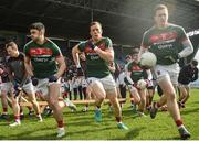 19 March 2017; Brendan Harrison, left, Donal Vaughan and Cillian O'Connor of Mayo before the start of the Allianz Football League Division 1 Round 5 match between Mayo and Cavan at Elverys MacHale Park in Castlebar, Co Mayo. Photo by David Maher/Sportsfile