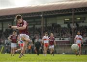 19 March 2017; Barry McHugh of Galway takes a penalty which is saved by Conor McLarnon of Derry during the Allianz Football League Division 2 Round 5 match between Galway and Derry at St. Jarlath’s Park in Tuam, Co Galway. Photo by Sam Barnes/Sportsfile