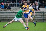 19 March 2017; Eóin Cleary of Clare  in action against Kane Connor of Fermanagh during the Allianz Football League Division 2 Round 5 match between Fermanagh and Clare at Brewster Park in Enniskillen, Co Fermanagh. Photo by Oliver McVeigh/Sportsfile