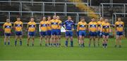 19 March 2017; The Clare team stands for the anthem before the Allianz Football League Division 2 Round 5 match between Fermanagh and Clare at Brewster Park in Enniskillen, Co Fermanagh. Photo by Oliver McVeigh/Sportsfile