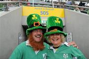 27 August 2011; Jan and Paul McNixey, from Bangor, Co Down, at the game. Rugby World Cup Warm-up Game, Ireland v England, Aviva Stadium, Lansdowne Road, Dublin. Picture credit: Ray McManus / SPORTSFILE