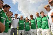28 August 2011; Ireland players gather together in a huddle after victory over Spain. Ireland v Spain - GANT EuroHockey Nations Men's Championships 2011. Warsteiner HockeyPark, Mönchengladbach, Germany. Picture credit: Diarmuid Greene / SPORTSFILE