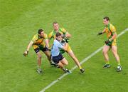 28 August 2011; Diarmuid Connolly, Dublin, in action against Donegal players, left to right, Rory Kavanagh, Neil Magee, and Kevin Cassidy. GAA Football All-Ireland Senior Championship Semi-Final, Dublin v Donegal, Croke Park, Dublin. Picture credit: Dáire Brennan / SPORTSFILE