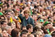 28 August 2011; A Donegal supporter, in the Cusack Stand, reacts to a missed chance in the first half. GAA Football All-Ireland Championship Semi-Finals, Croke Park, Dublin. Picture credit: Ray McManus / SPORTSFILE