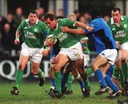 22 March 2002; Keith Gleeson of Ireland in action against Aldo Birchall of Italy during an International 'A' match between Ireland A and Italy A at Donnybrook Stadium, Dublin. Photo by Brendan Moran/Sportsfile