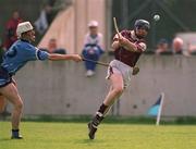 30 March 2002; Damien Hayes of Galway is tackled by Kevin Ryan of Dublin during the Allianz Hurling League Division 1A Round 1 match between Dublin and Galway at Parnell Park in Dublin. Photo by Damien Eagers/Sportsfile