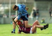 30 March 2002; Ollie Canning of Galway in action against Pat Maguire of Dublin during the Allianz Hurling League Division 1A Round 1 match between Dublin and Galway at Parnell Park in Dublin. Photo by Pat Murphy/Sportsfile