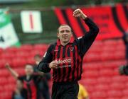 31 March 2002; Glen Crowe of Bohemians celebrates scoring his side's goal during the eircom League Premier Division match between Bohemians and Shelbourne at Dalymount Park in Dublin. Photo b Brian Lawless/Sportsfile