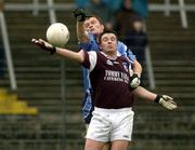 31 March 2002; Tommy Joyce of Galway in action against Peadar Andrews of Dublin during the Allianz Football League Division 1A Round 7 match between Galway and Dublin at St Jarlath's Park in Tuam, Galway. Photo by Damien Eagers/Sportsfile