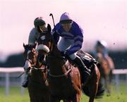 1 April 2002; The Bunny Boiler, with Ross Geraghty up, finishes the race to win The Powers Gold Label Irish Grand National Steeplechase Handicap at Fairyhouse Racecourse in Ratoath, Meath. Photo by Matt Browne/Sportsfile