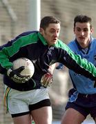 23 February 2002; Offaly goalkeeper Padraig Kelly in action against John McNally of Dublin during the Allianz National Football League Division 1A match between Offaly and Dublin at O'Connor Park in Tullamore, Offaly. Photo by Damien Eagers/Sportsfile