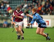 30 March 2002; Francis Forde of Galway in action against Derek O'Reilly of Dublin during the Allianz Hurling League Division 1A Round 1 match between Dublin and Galway at Parnell Park in Dublin. Photo by Pat Murphy/Sportsfile