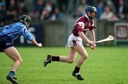 30 March 2002; Liam Hodgins of Galway in action against Liam Ryan of Dublin during the Allianz Hurling League Division 1A Round 1 match between Dublin and Galway at Parnell Park in Dublin. Photo by Damien Eagers/Sportsfile