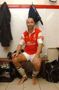 5 April 2002; Former Republic of Ireland International Paul McGrath in the dressing room before the start of the game Paul Osam Testimonial Match between St Patrick's Athletic and Shamrock Rovers at Richmond Park in Dublin. Photo by David Maher/Sportsfile