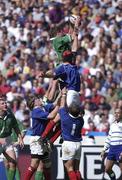 6 April 2002; Malcolm O'Kelly of Ireland wins the line-out ahead of Fabien Pelous of France during the Six Nations Rugby Championship match between France and Ireland at Stade de France in Paris, France. Photo by Brendan Moran/Sportsfile