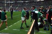 6 April 2002; Peter Clohessy of Ireland makes his way to the bench after he was substituted during the Six Nations Rugby Championship match between France and Ireland at Stade de France in Paris, France. Photo by Matt Browne/Sportsfile