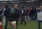 6 April 2002; Peter Clohessy of Ireland makes his way to the dressing room after the Six Nations Rugby Championship match between France and Ireland at Stade de France in Paris, France. Photo by Brendan Moran/Sportsfile