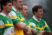 30 March 2002; Brian Whelahan of Offaly, right, stands with his team-mates for the team photograph prior to the Allianz National Hurling League Division 1B Round 1 match between Offaly and Tipperary in St Brendan's Park in Birr, Offaly. Photo by Brendan Moran/Sportsfile