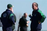 7 April 2002; Limerick manager Eamonn Cregan and assistant coach Mossie Carroll, right, during the Allianz National Hurling League Division 1B Round 5 match between Derry and Limerick at Erin's Owen GAA in Lavey, Derry. Photo by Ray McManus/Sportsfile