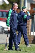 7 April 2002; Limerick assistant coach Mossie Carroll, left, and manager coach Eamonn Cregan during the Allianz National Hurling League Division 1B Round 5 match between Derry and Limerick at Erin's Owen GAA in Lavey, Derry. Photo by Ray McManus/Sportsfile