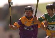 7 April 2002; Barry Goff of Wexford in action against Joe Errity of Offaly during the Allianz National Hurling League Division 1B Round 5 match between Offaly and Wexford at St Brendan's Park in Birr, Offaly. Photo by Aoife Rice/Sportsfile